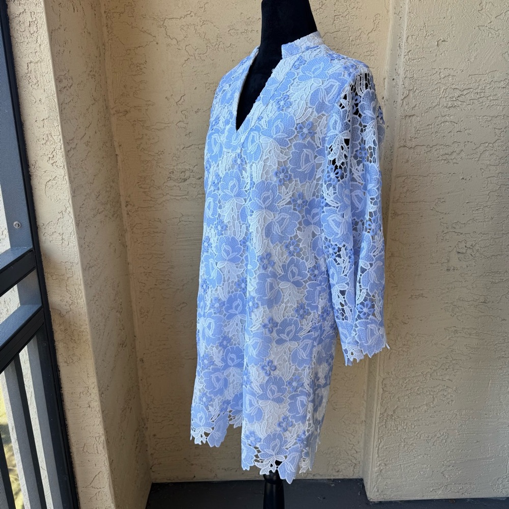 NWT J.Marie Maggie Floral Lace Shift Dress Sz XS Blue White - Picture 6 of 13